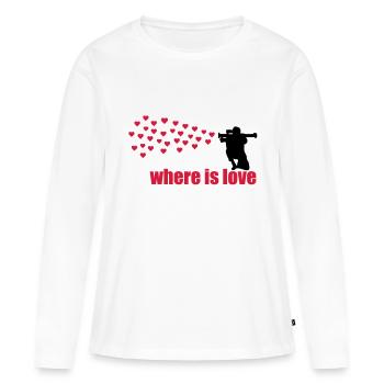 où est l'amour - T-shirt manches longues Premium bio Femme - blanc - Devant - Julia (174cm)