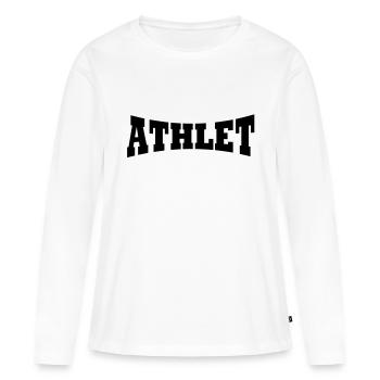 Athlet Schriftzug - Frauen Premium Bio Langarmshirt - Weiß - Vorne - Julia (174cm)