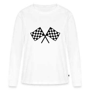 drapeau à damiers - T-shirt manches longues Premium bio Femme - blanc - Devant - Julia (174cm)