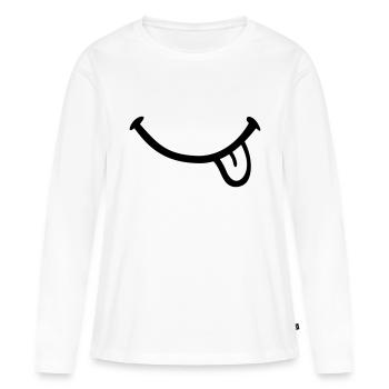 Smiley Langue - T-shirt manches longues Premium bio Femme - blanc - Devant - Julia (174cm)