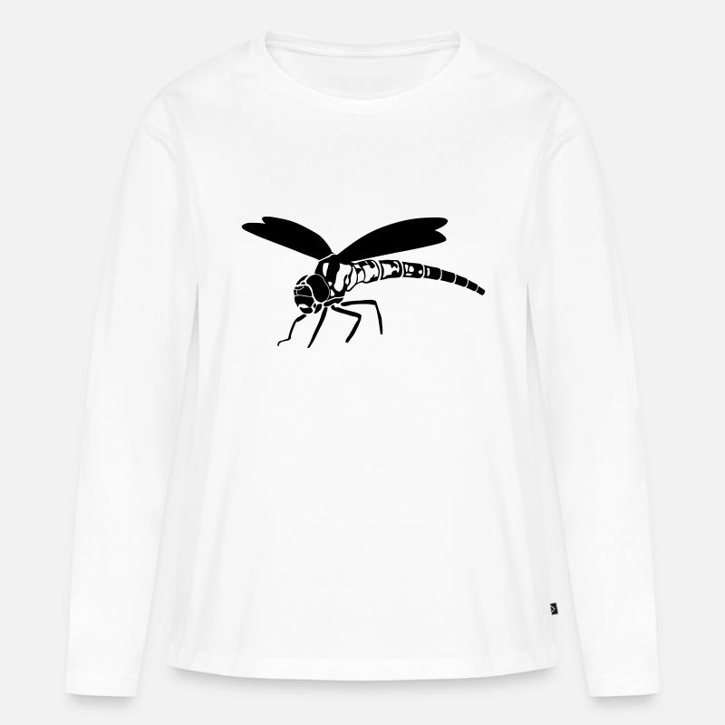 Libelle - Frauen Premium Bio Langarmshirt - Weiß