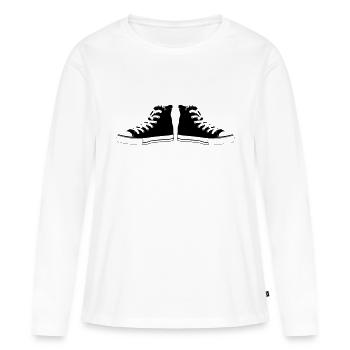 baskets - T-shirt manches longues Premium bio Femme - blanc - Devant - Julia (174cm)
