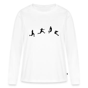 saut en longueur - T-shirt manches longues Premium bio Femme - blanc - Devant - Julia (174cm)