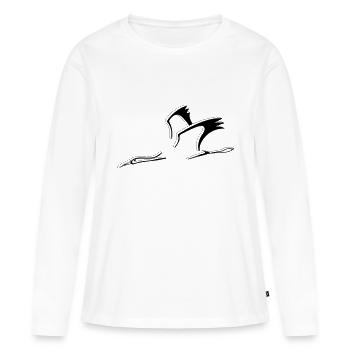 storch 3D fliegen - Frauen Premium Bio Langarmshirt - Weiß - Vorne - Julia (174cm)