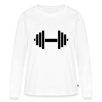 Haltère - T-shirt manches longues Premium bio Femme - blanc - Devant - Julia (174cm)