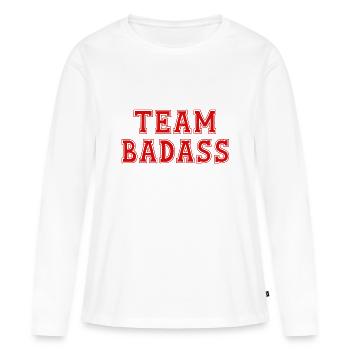 ÉQUIPE BADASS - T-shirt manches longues Premium bio Femme - blanc - Devant - Julia (174cm)