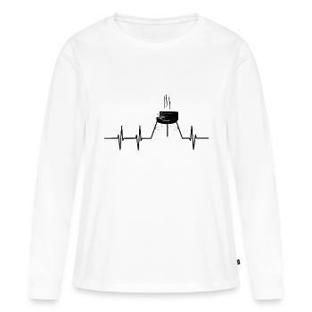 Griller la fréquence cardiaque - T-shirt manches longues Premium bio Femme - blanc - Devant - Julia (174cm)