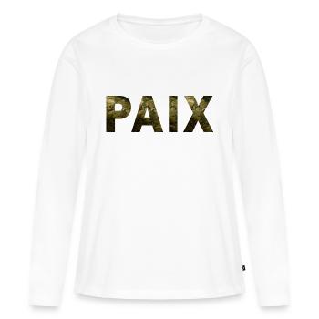 Paix Camouflage Militaire - T-shirt manches longues Premium bio Femme - blanc - Devant - Julia (174cm)