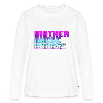Mère infirmière Badass - T-shirt manches longues Premium bio Femme - blanc - Devant - Julia (174cm)