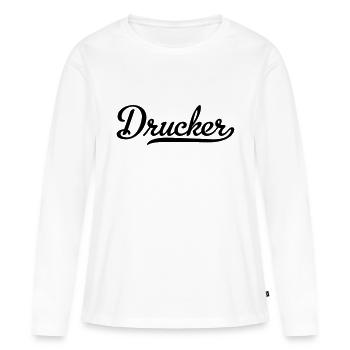DRUCKER - Frauen Premium Bio Langarmshirt - Weiß - Vorne - Julia (174cm)