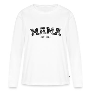 Maman établie en 2024 - T-shirt manches longues Premium bio Femme - blanc - Devant - Julia (174cm)