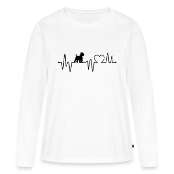 Herzschlag Hund Hund - Frauen Premium Bio Langarmshirt - Weiß - Vorne - Julia (174cm)