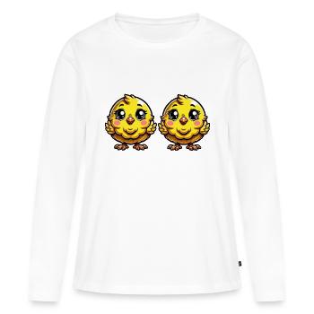 Poussin - T-shirt manches longues Premium bio Femme - blanc - Devant - Julia (174cm)