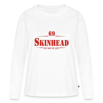 Working Class Skinhead Oi! Antiracist Bootboys My - T-shirt manches longues Premium bio Femme - blanc - Devant - Julia (174cm)