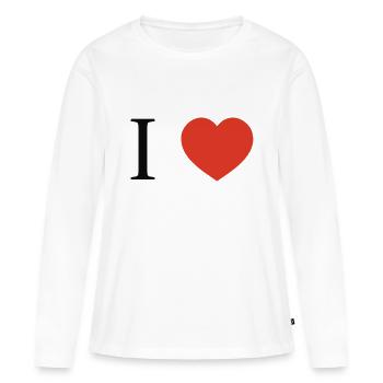 I Love - T-shirt manches longues Premium bio Femme - blanc - Devant - Julia (174cm)