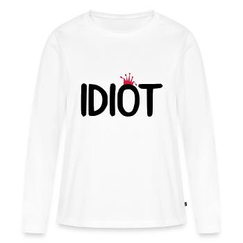 idiot krone - Frauen Premium Bio Langarmshirt - Weiß - Vorne - Julia (174cm)