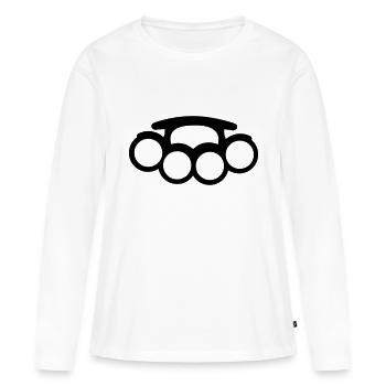 Coup-de-poing - T-shirt manches longues Premium bio Femme - blanc - Devant - Julia (174cm)