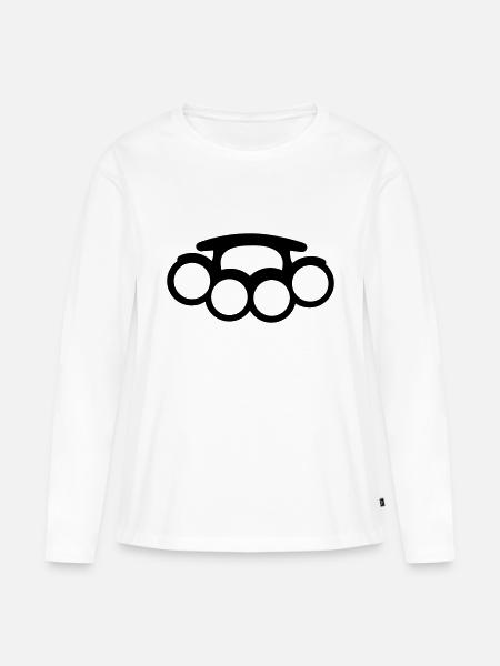 Schlagring - Frauen Premium Bio Langarmshirt - Weiß