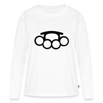 Coup de poing - T-shirt manches longues Premium bio Femme - blanc - Devant - Julia (174cm)