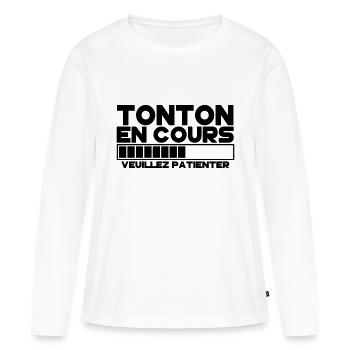 TONTON(veuillez patienter) - T-shirt manches longues Premium bio Femme - blanc - Devant - Julia (174cm)