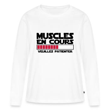 Muscles en cours nouveau - T-shirt manches longues Premium bio Femme - blanc - Devant - Julia (174cm)