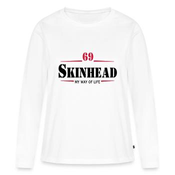 Working Class Skinhead Oi! Antiracist Bootboys My - T-shirt manches longues Premium bio Femme - blanc - Devant - Julia (174cm)