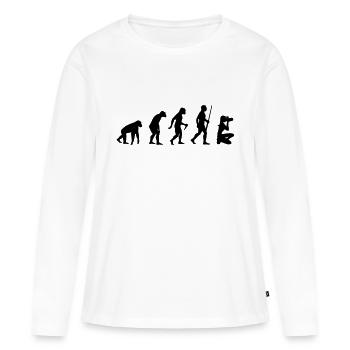 L'évolution du photographe - T-shirt manches longues Premium bio Femme - blanc - Devant - Julia (174cm)
