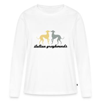 Petit lévrier italien (PLI) - T-shirt manches longues Premium bio Femme - blanc - Devant - Julia (174cm)