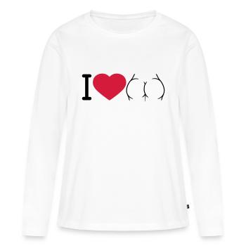 logo i love ass herz liebe rund nackte frau sexy a - Frauen Premium Bio Langarmshirt - Weiß - Vorne - Julia (174cm)