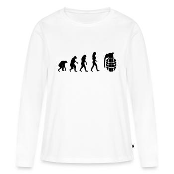 granate evolution frauen - Frauen Premium Bio Langarmshirt - Weiß - Vorne - Julia (174cm)