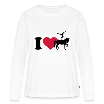 I love Voltige - T-shirt manches longues Premium bio Femme - blanc - Devant - Julia (174cm)