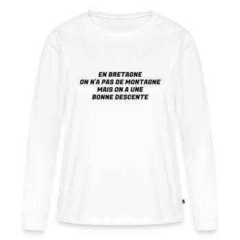 Bretagne / Breton / Bretonne / Breizh / Bzh - T-shirt manches longues Premium bio Femme - blanc - Devant - Julia (174cm)