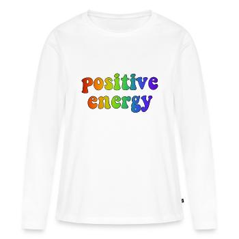 ÉNERGIE POSITIVE - T-shirt manches longues Premium bio Femme - blanc - Devant - Julia (174cm)