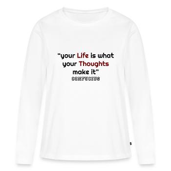 Confucius, citations confucius, citations célèbres, cool C - T-shirt manches longues Premium bio Femme - blanc - Devant - Julia (174cm)