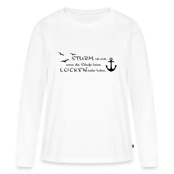 Sturm und Locken - Frauen Premium Bio Langarmshirt - Weiß - Vorne - Julia (174cm)