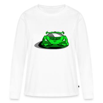 Lambo voiture de sport verte - T-shirt manches longues Premium bio Femme - blanc - Devant - Julia (174cm)