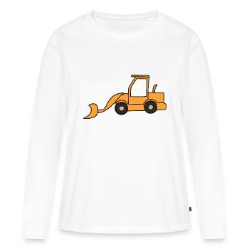 Chargeuse sur pneus - T-shirt manches longues Premium bio Femme - blanc - Devant - Julia (174cm)
