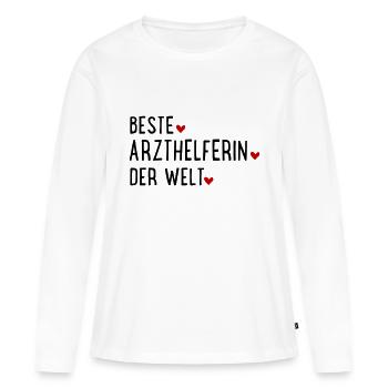 Arzthelferin - Frauen Premium Bio Langarmshirt - Weiß - Vorne - Julia (174cm)