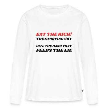 Mangez les riches ! - T-shirt manches longues Premium bio Femme - blanc - Devant - Julia (174cm)