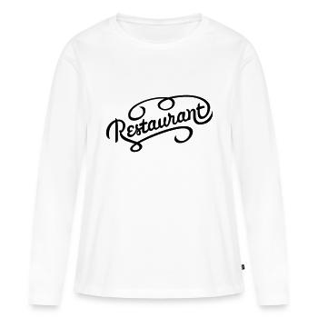 Lettrage de restaurant - T-shirt manches longues Premium bio Femme - blanc - Devant - Julia (174cm)