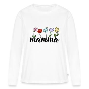 Maman - Fleurs Fête des Mères Maman - T-shirt manches longues Premium bio Femme - blanc - Devant - Julia (174cm)
