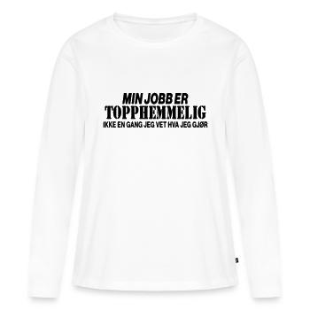 Mon travail est top secret. - T-shirt manches longues Premium bio Femme - blanc - Devant - Julia (174cm)