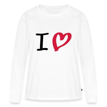 i love - Women's Premium Organic Long Sleeve Shirt - white - Front - Julia (174cm)