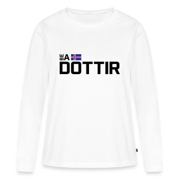 Be a Dottir - Horizontal - Frauen Premium Bio Langarmshirt - Weiß - Vorne - Julia (174cm)