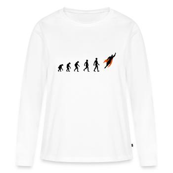 Evolution, super, héros, darwin, super-héros, - T-shirt manches longues Premium bio Femme - blanc - Devant - Julia (174cm)