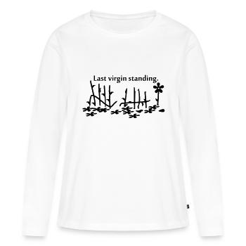 charger vierge debout / Dernière Vierge sur le - T-shirt manches longues Premium bio Femme - blanc - Devant - Julia (174cm)