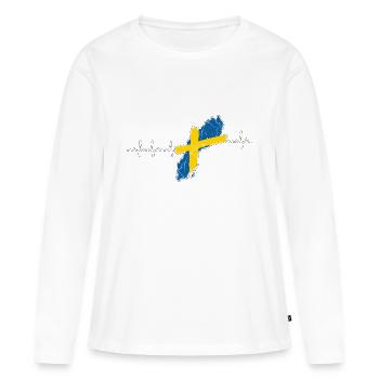 Suède - T-shirt manches longues Premium bio Femme - blanc - Devant - Julia (174cm)