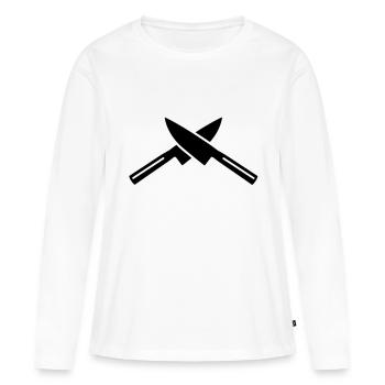 Messer - Frauen Premium Bio Langarmshirt - Weiß - Vorne - Julia (174cm)
