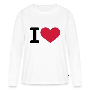 I heart love - T-shirt manches longues Premium bio Femme - blanc - Devant - Julia (174cm)