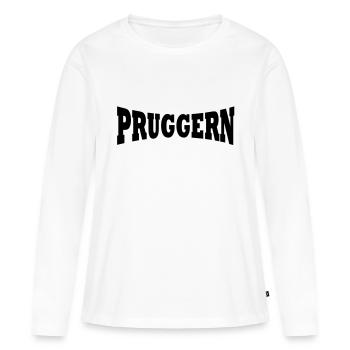 Pruggern station lettrage - T-shirt manches longues Premium bio Femme - blanc - Devant - Julia (174cm)